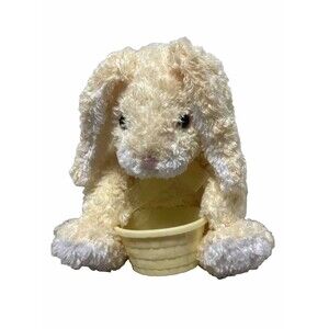 Vintage Plush Commonwealth Yellow and White Bunny with Plastic Basic 9 in Rabbit